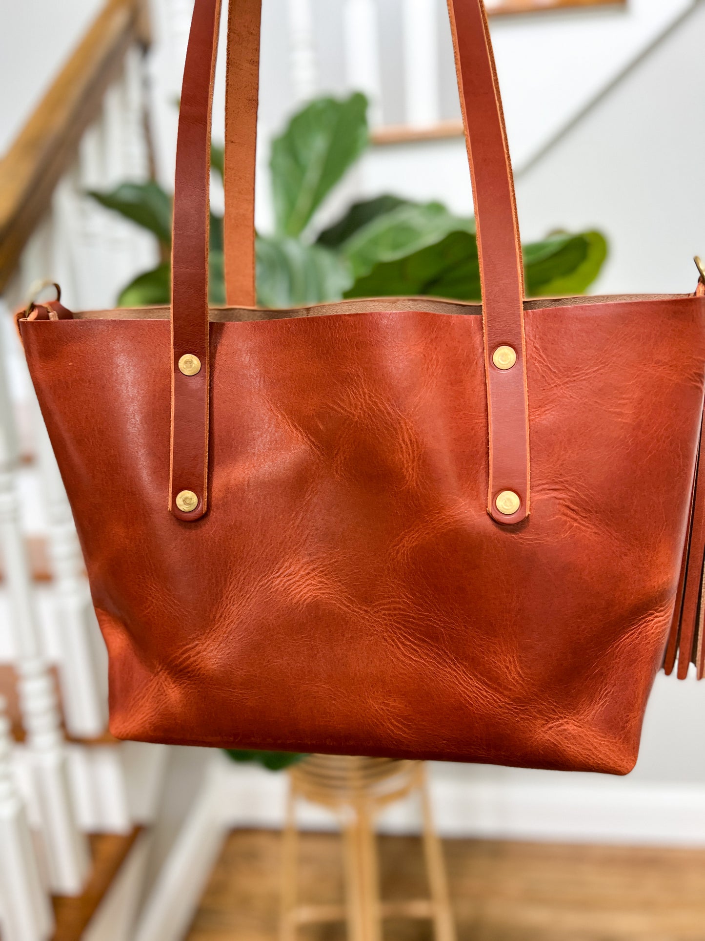 East-West Tote in English Tan Dublin Horween