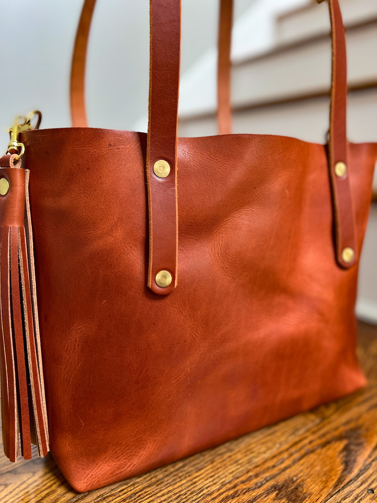 East-West Tote in English Tan Dublin Horween