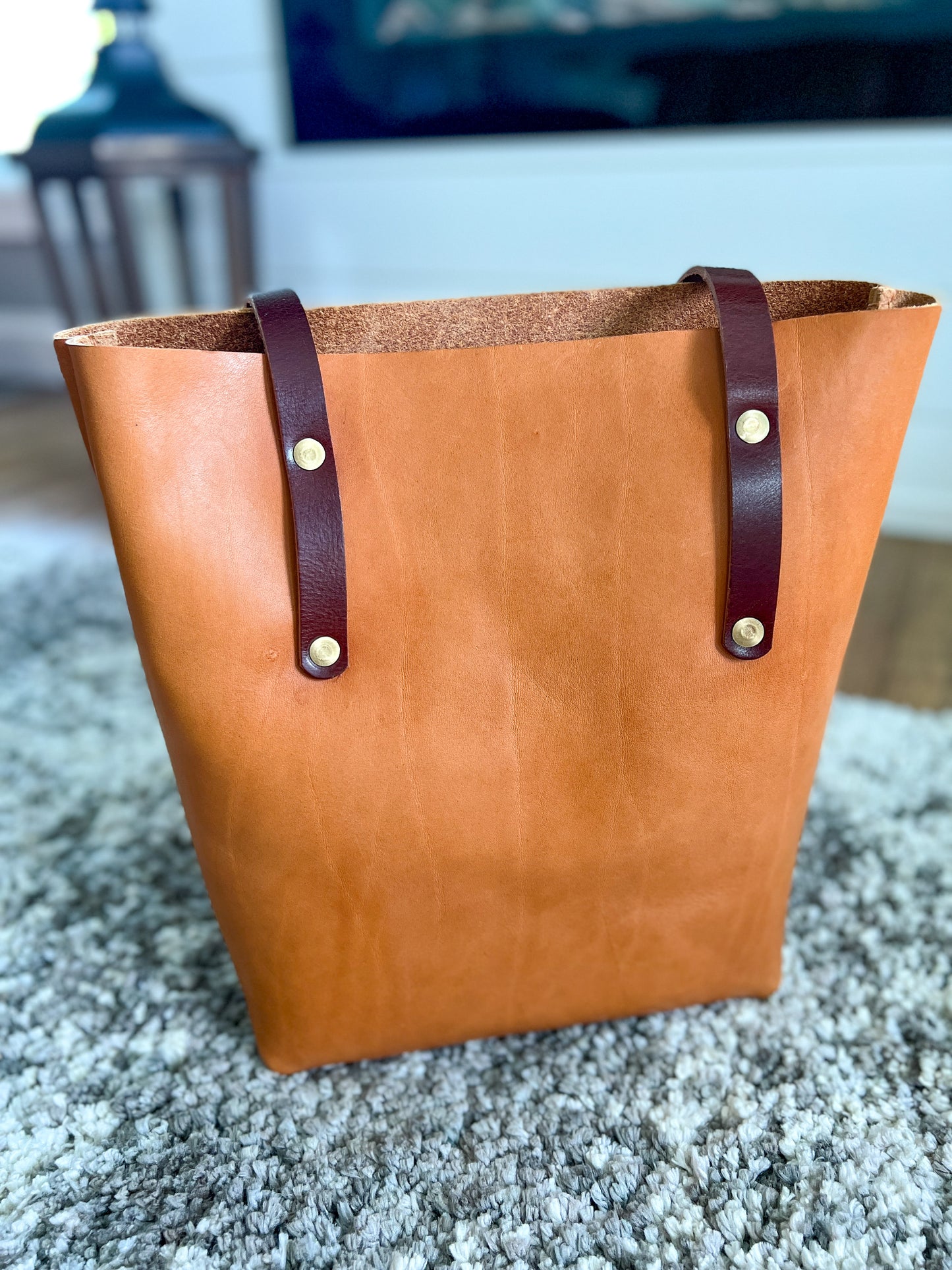 Tall Tote in Premium Saddle