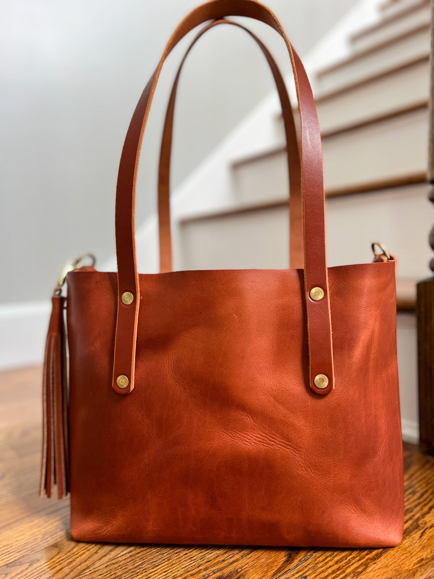 East-West Tote in English Tan Dublin Horween