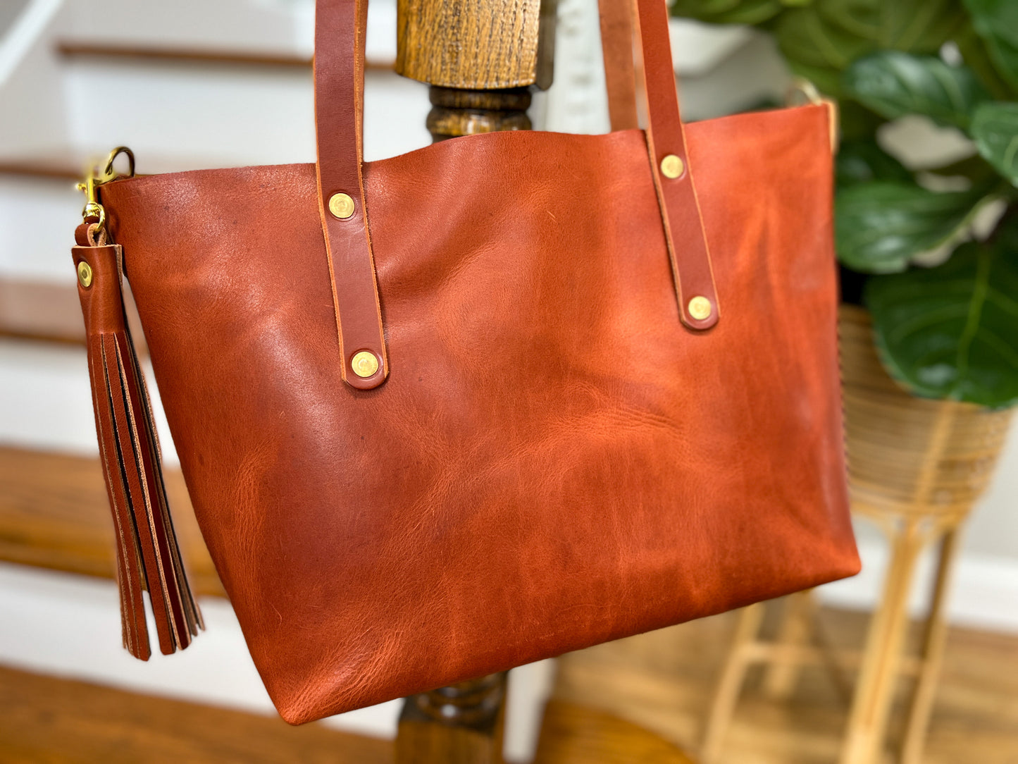 East-West Tote in English Tan Dublin Horween