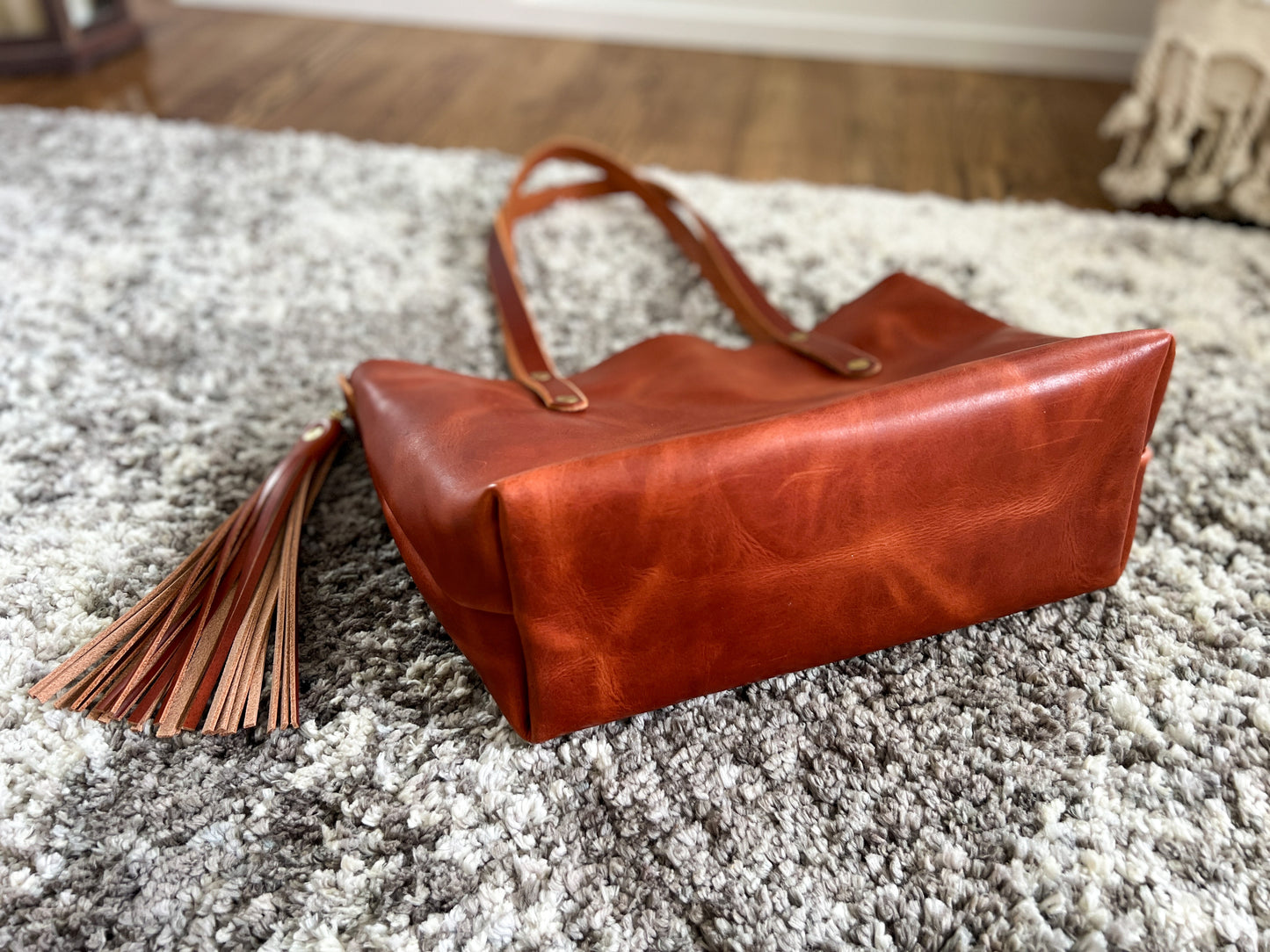 East-West Tote in English Tan Dublin Horween