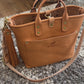 Brookie Medium Crossbody Tote in Natural Italian Full Grain Vegetable Tanned Leather