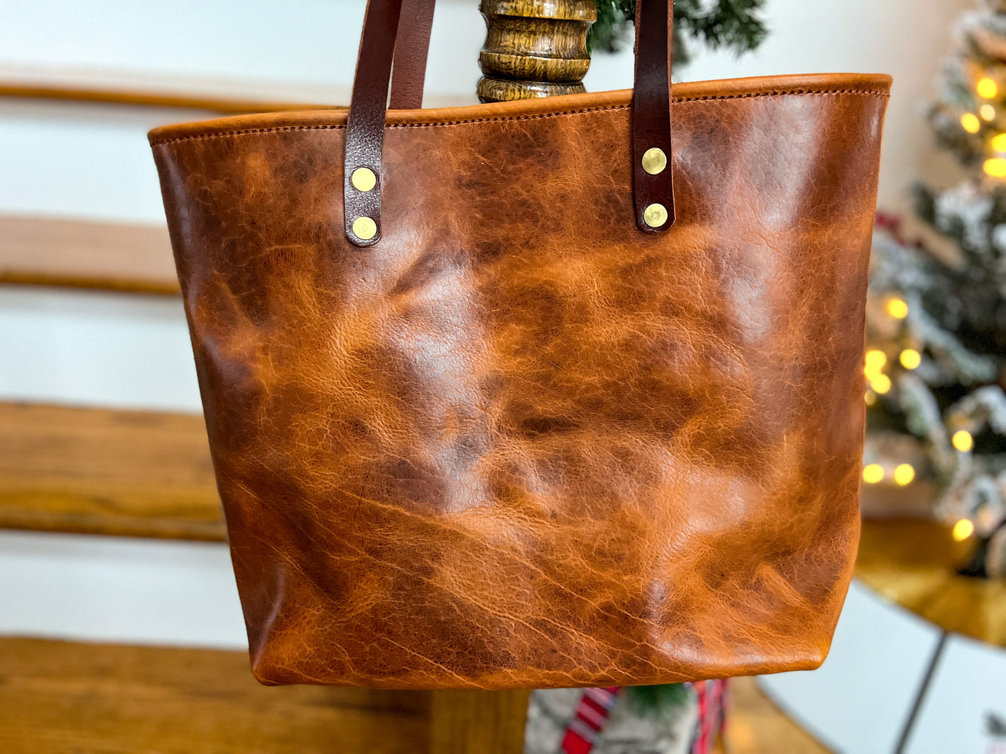 Medium Tote in Maple Glazed Bison Leather