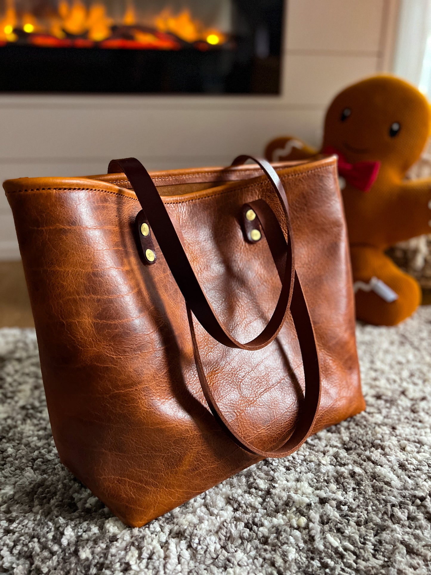 Medium Tote in Maple Glazed Bison Leather