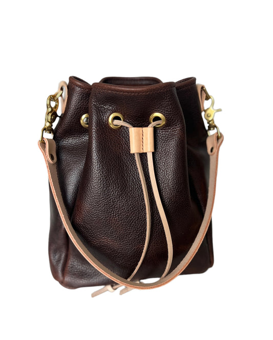 Emery Drawstring Bucket in Mocha