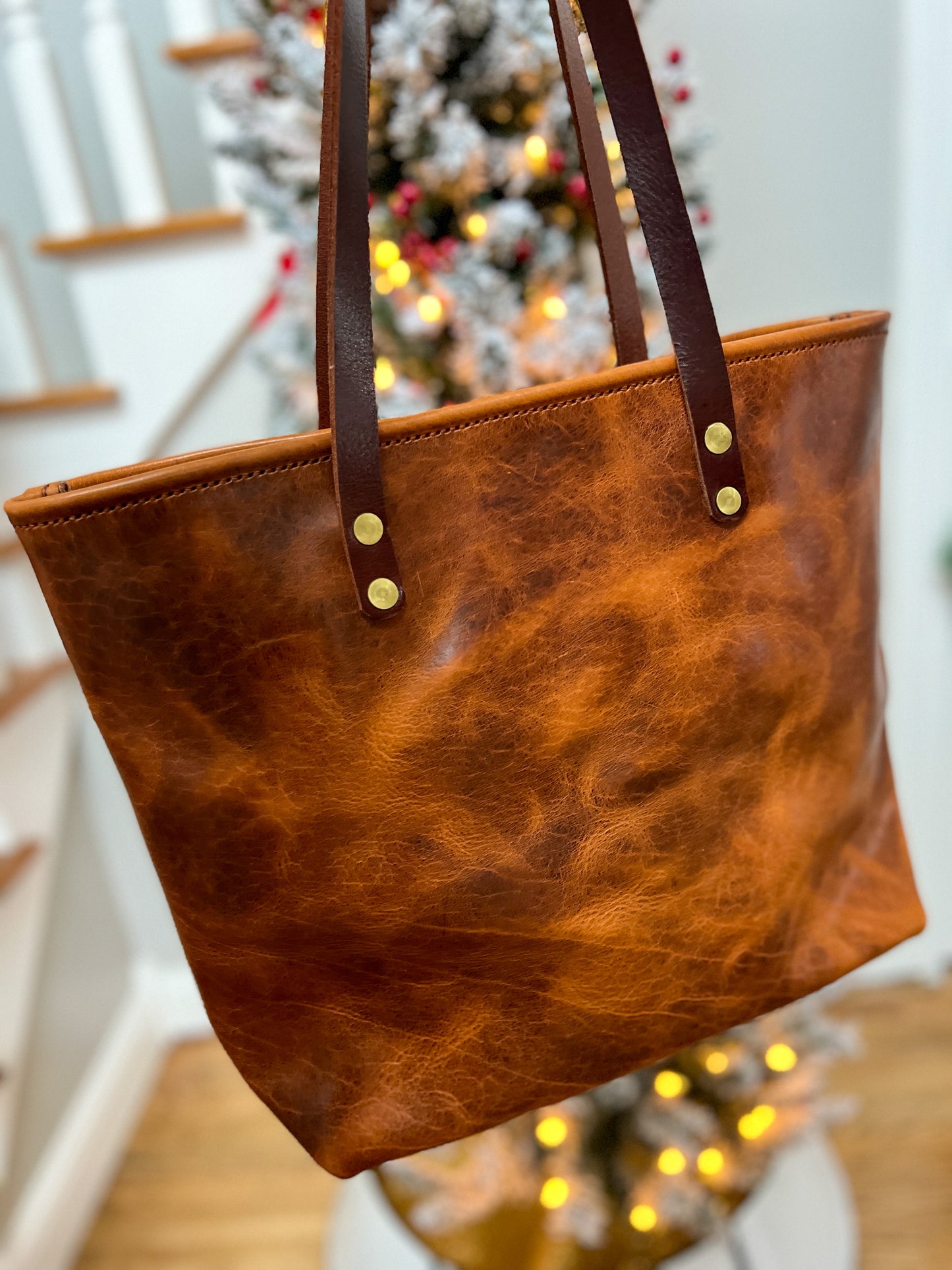 Medium Tote in Maple Glazed Bison Leather