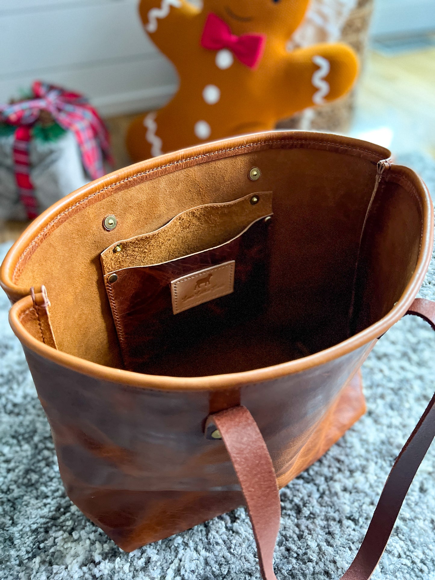 Medium Tote in Maple Glazed Bison Leather