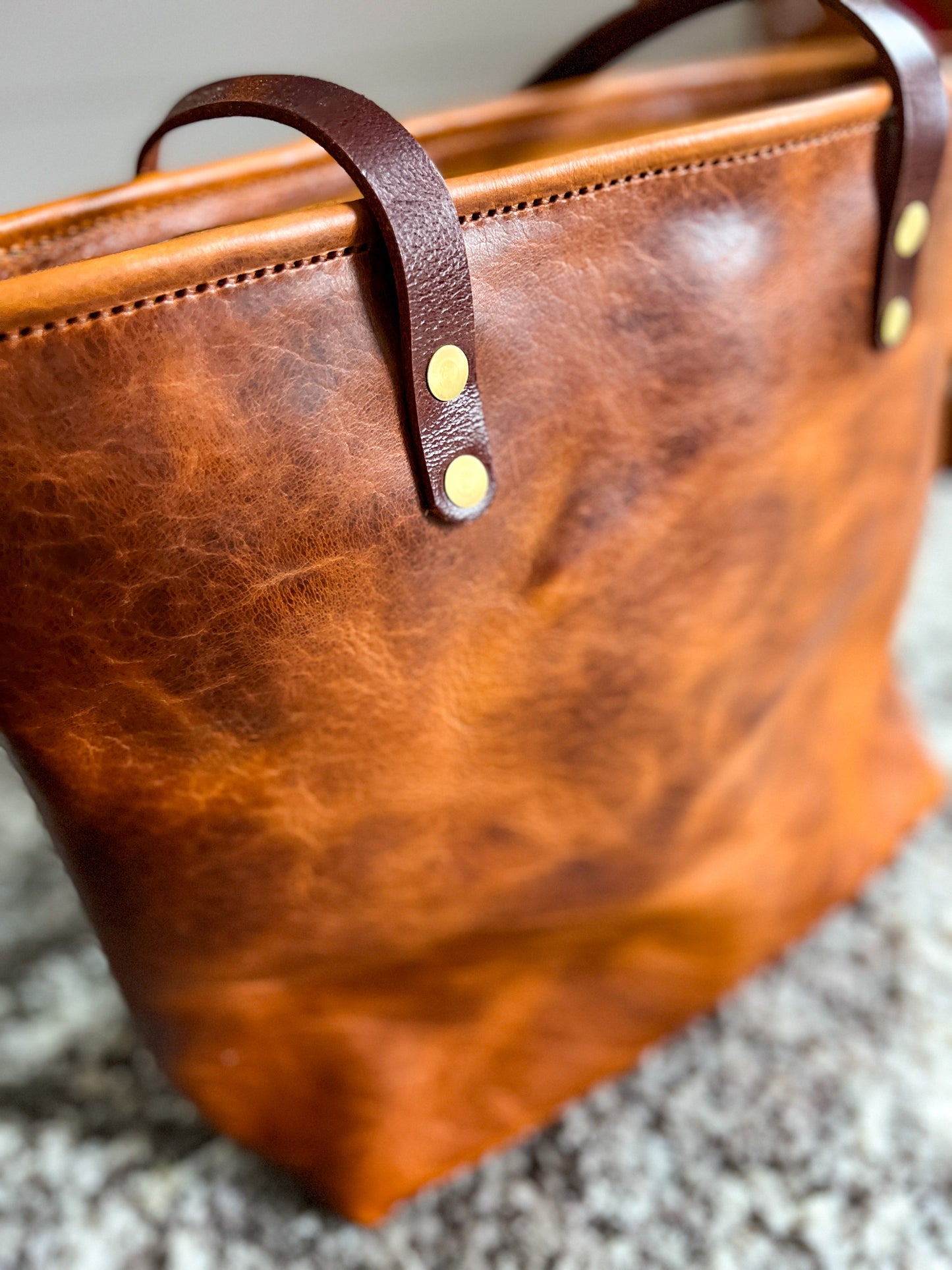 Medium Tote in Maple Glazed Bison Leather