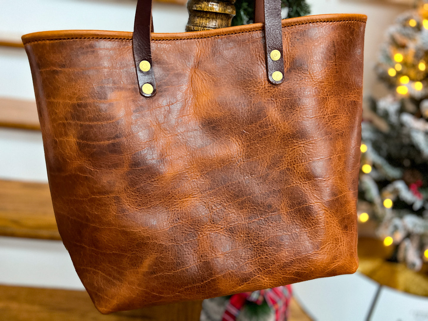 Medium Tote in Maple Glazed Bison Leather