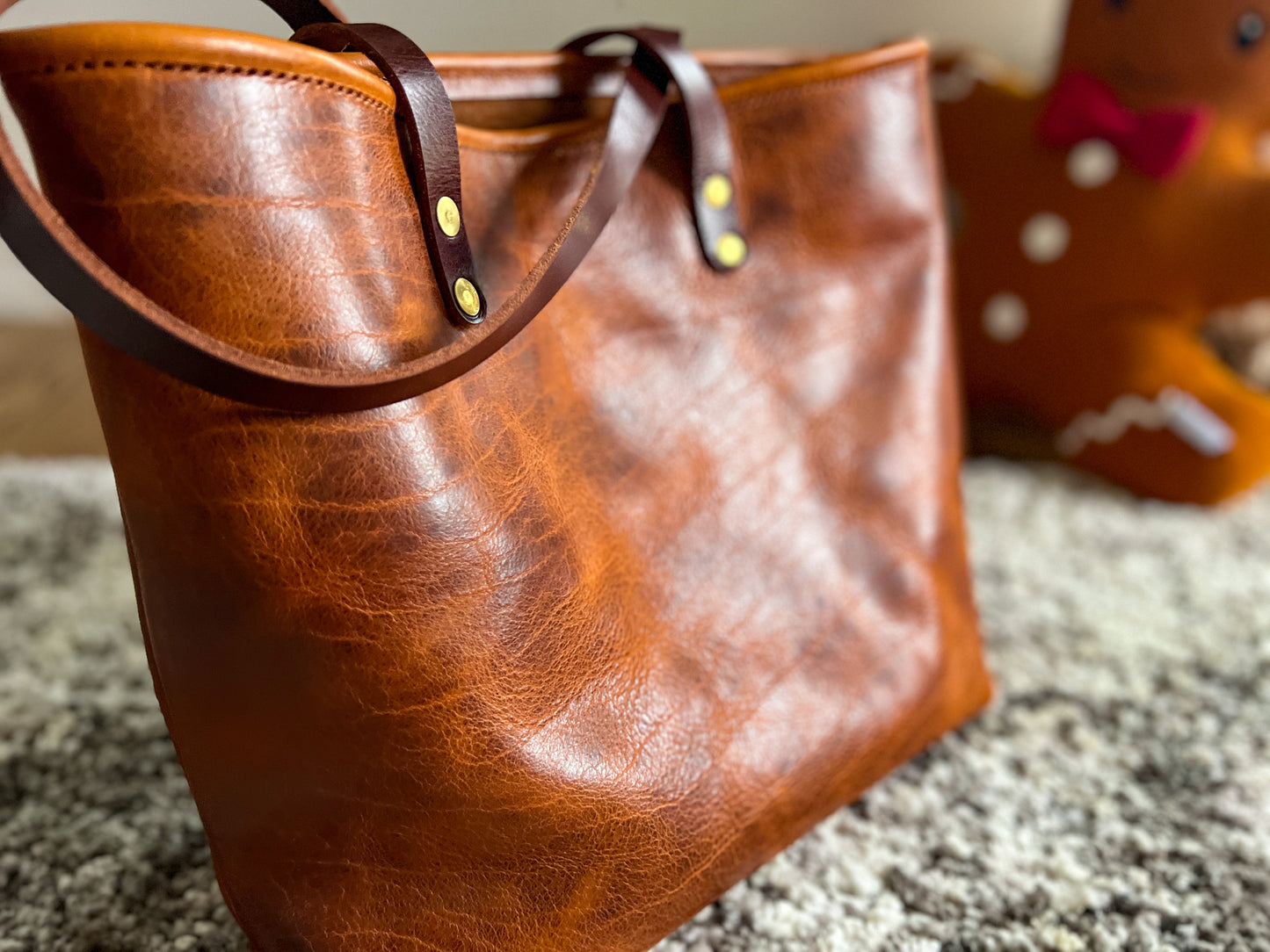 Medium Tote in Maple Glazed Bison Leather