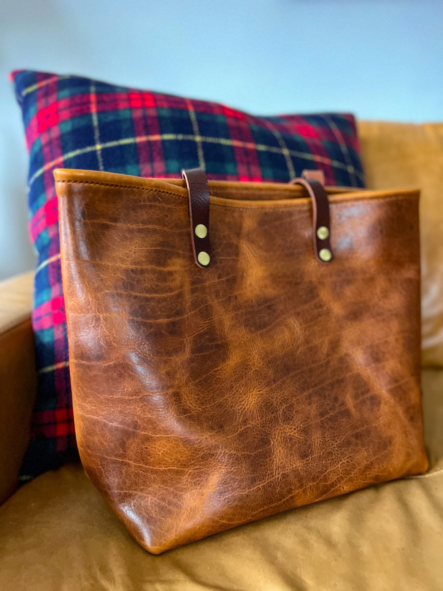 Medium Tote in Maple Glazed Bison Leather