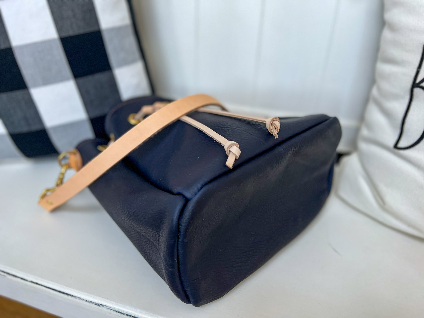 Emery Drawstring Bucket in Navy Kodiak