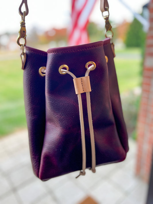 Emery Drawstring Bucket in Purple Kodiak