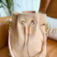 Emery Drawstring Bucket in Milled Vegetable Tan