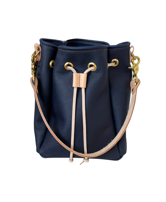 Emery Drawstring Bucket in Navy Kodiak