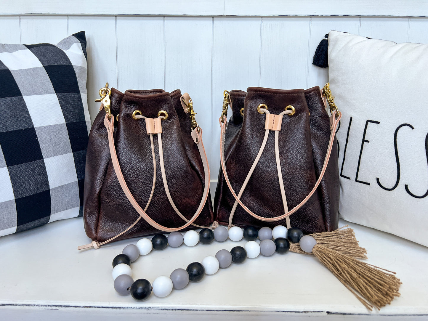 Emery Drawstring Bucket in Mocha