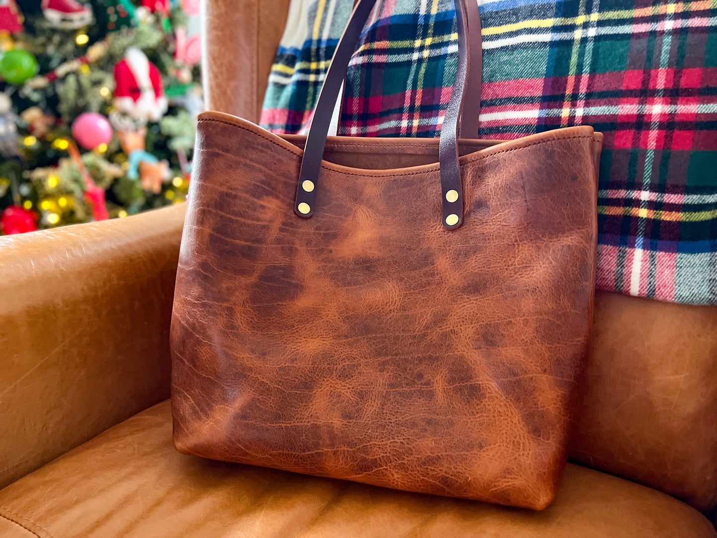 Medium Tote in Maple Glazed Bison Leather