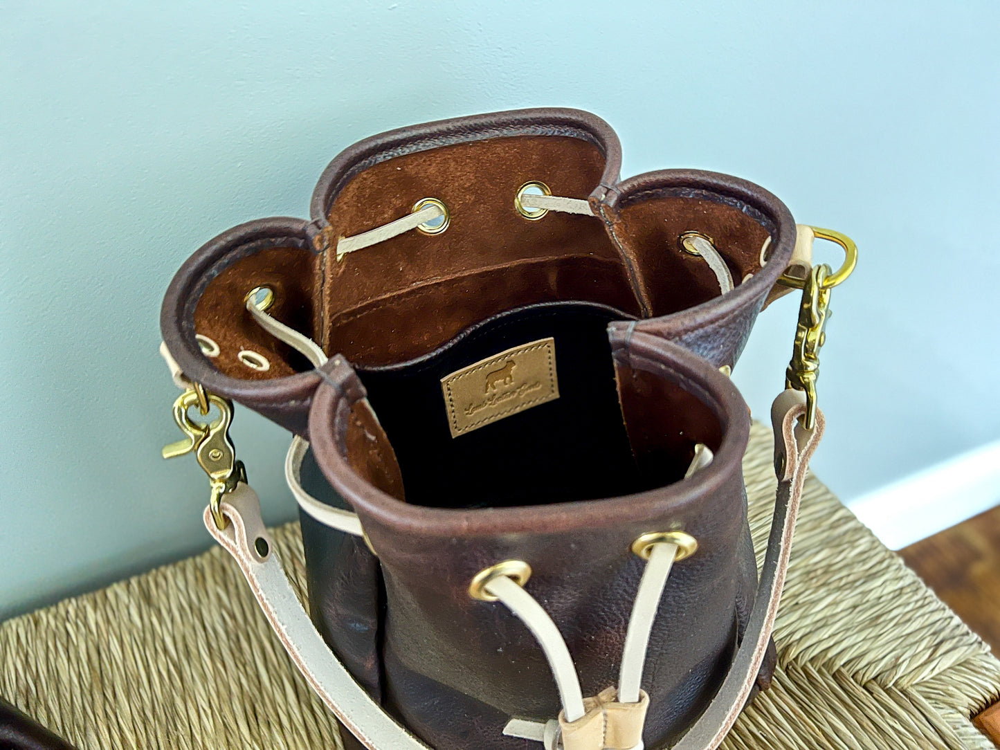 Emery Drawstring Bucket in Mocha