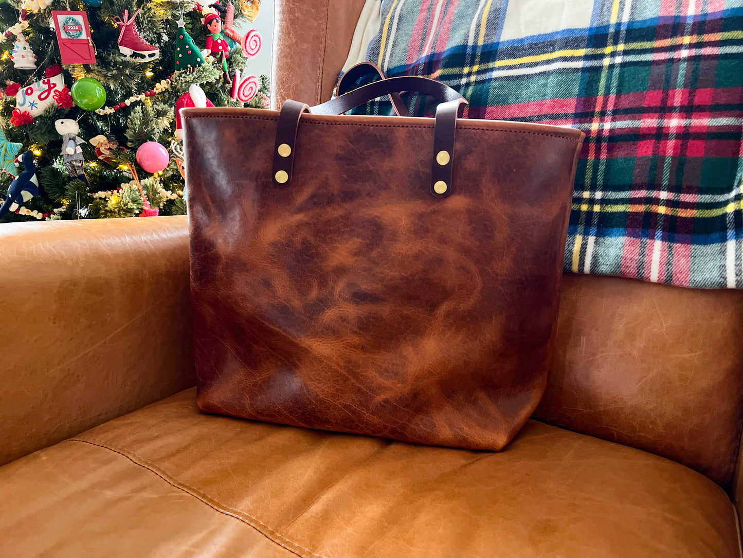 Medium Tote in Maple Glazed Bison Leather