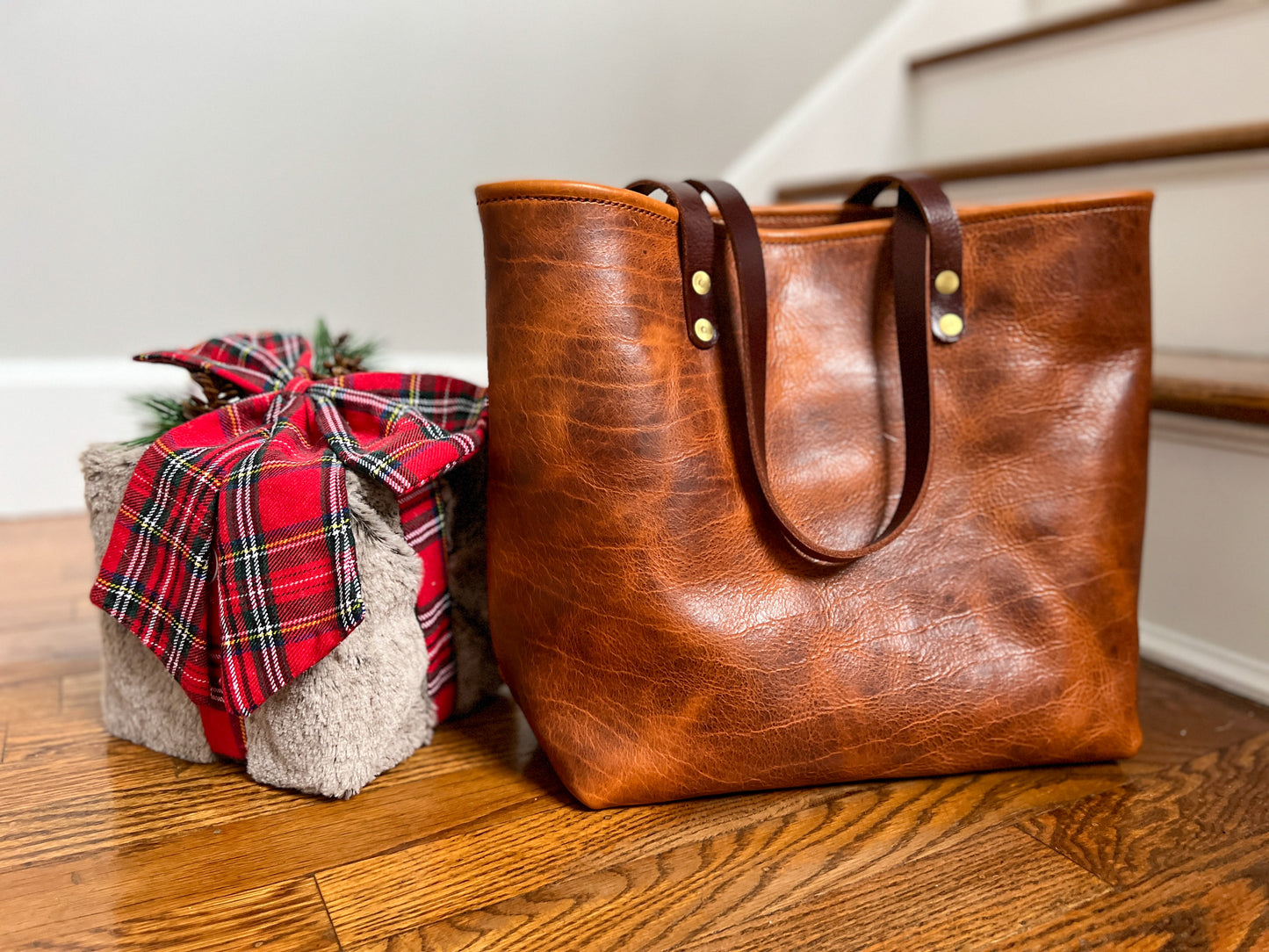 Medium Tote in Maple Glazed Bison Leather