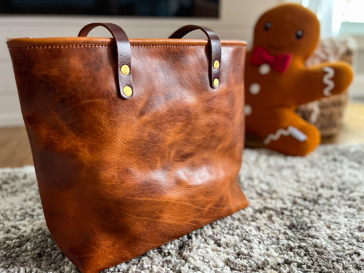 Medium Tote in Maple Glazed Bison Leather