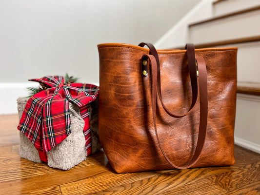 Medium Tote in Maple Glazed Bison Leather